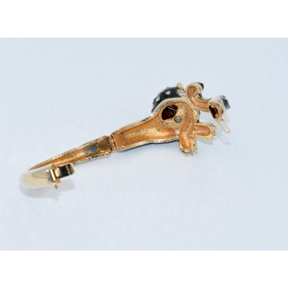 Panetta Vintage 1980's Black Enamel and Gold Tone PANTHER Bangle Bracelet - Picture 7 of 12